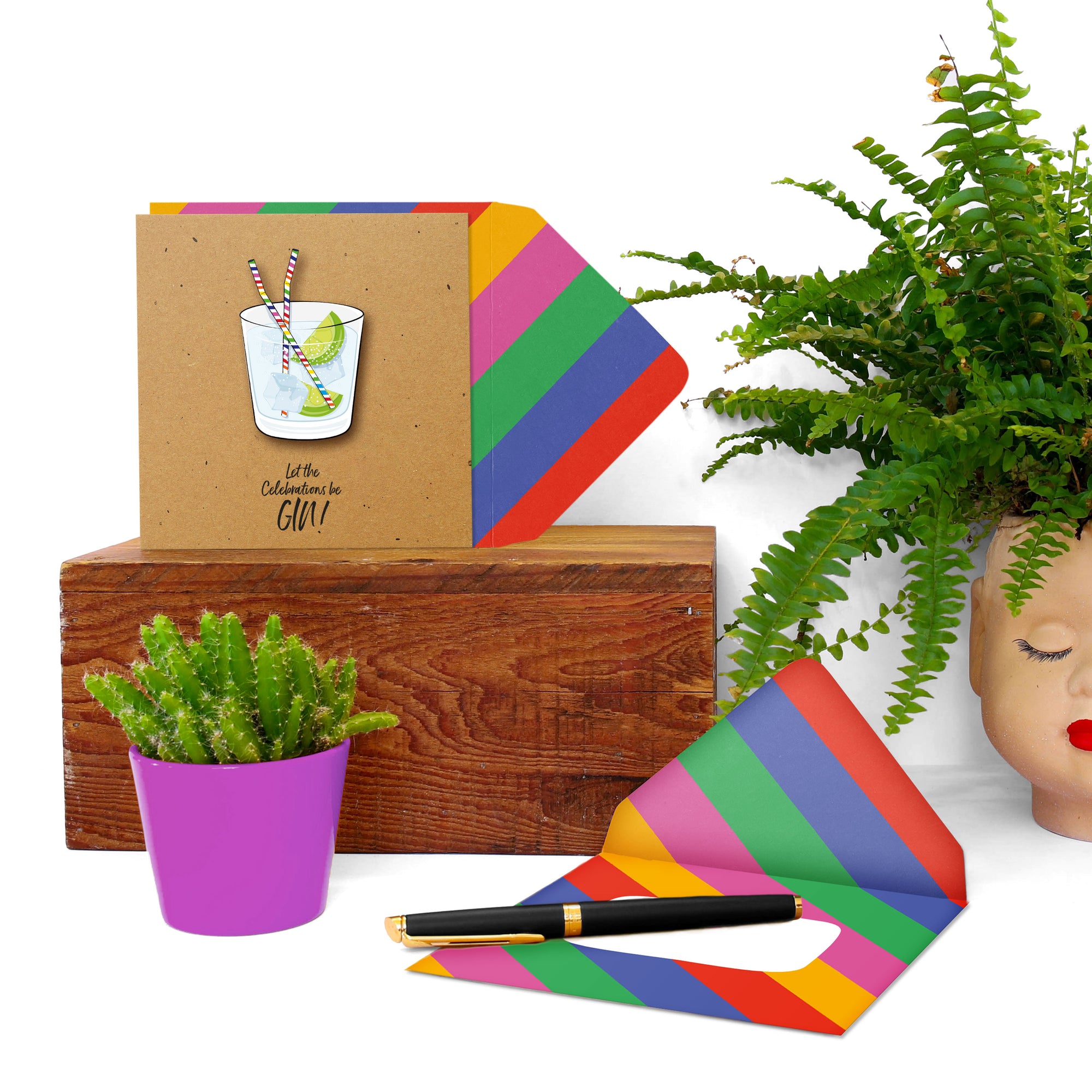 Let the celebrations be-Gin, Handmade Greeting Card