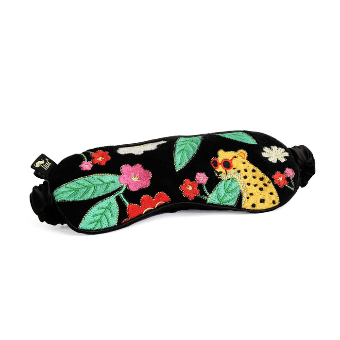 Velvet Embroidered Cheetah Eye Mask