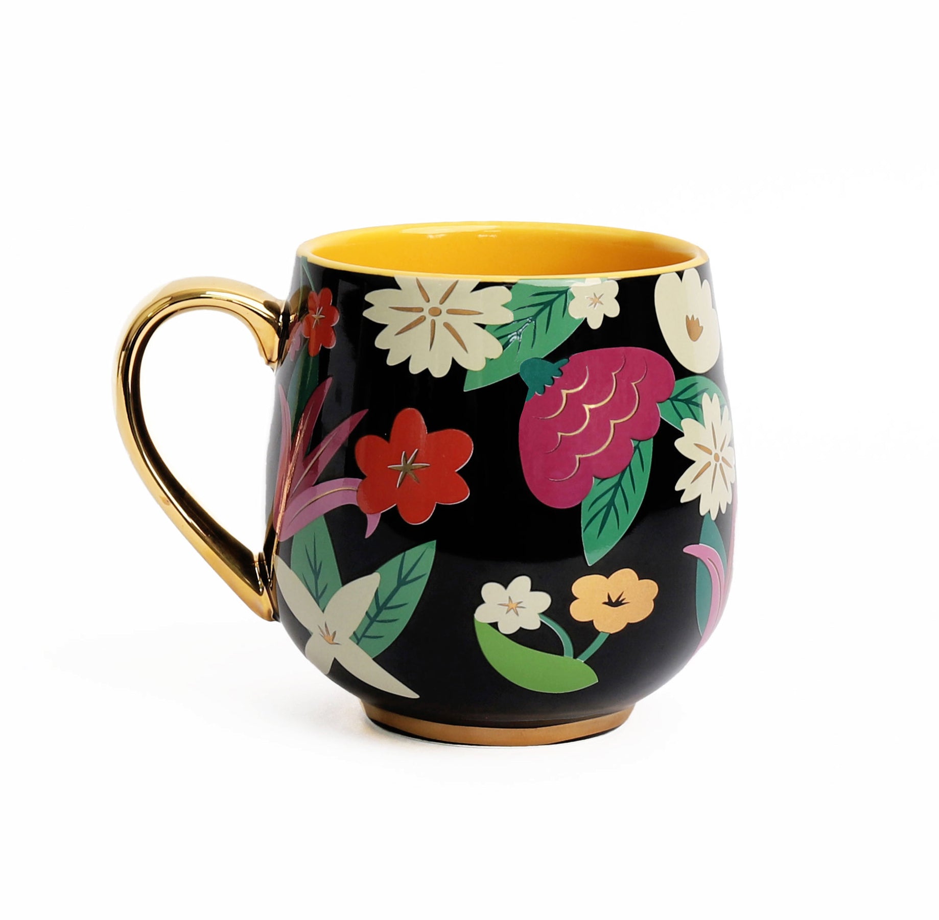 Luxury Gold Handle Floral Mug