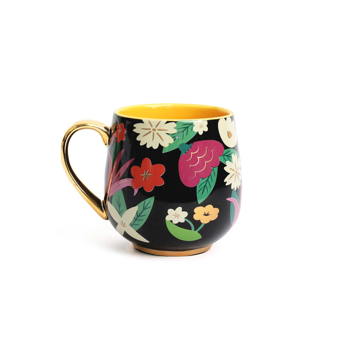 Gold Floral Print Mug