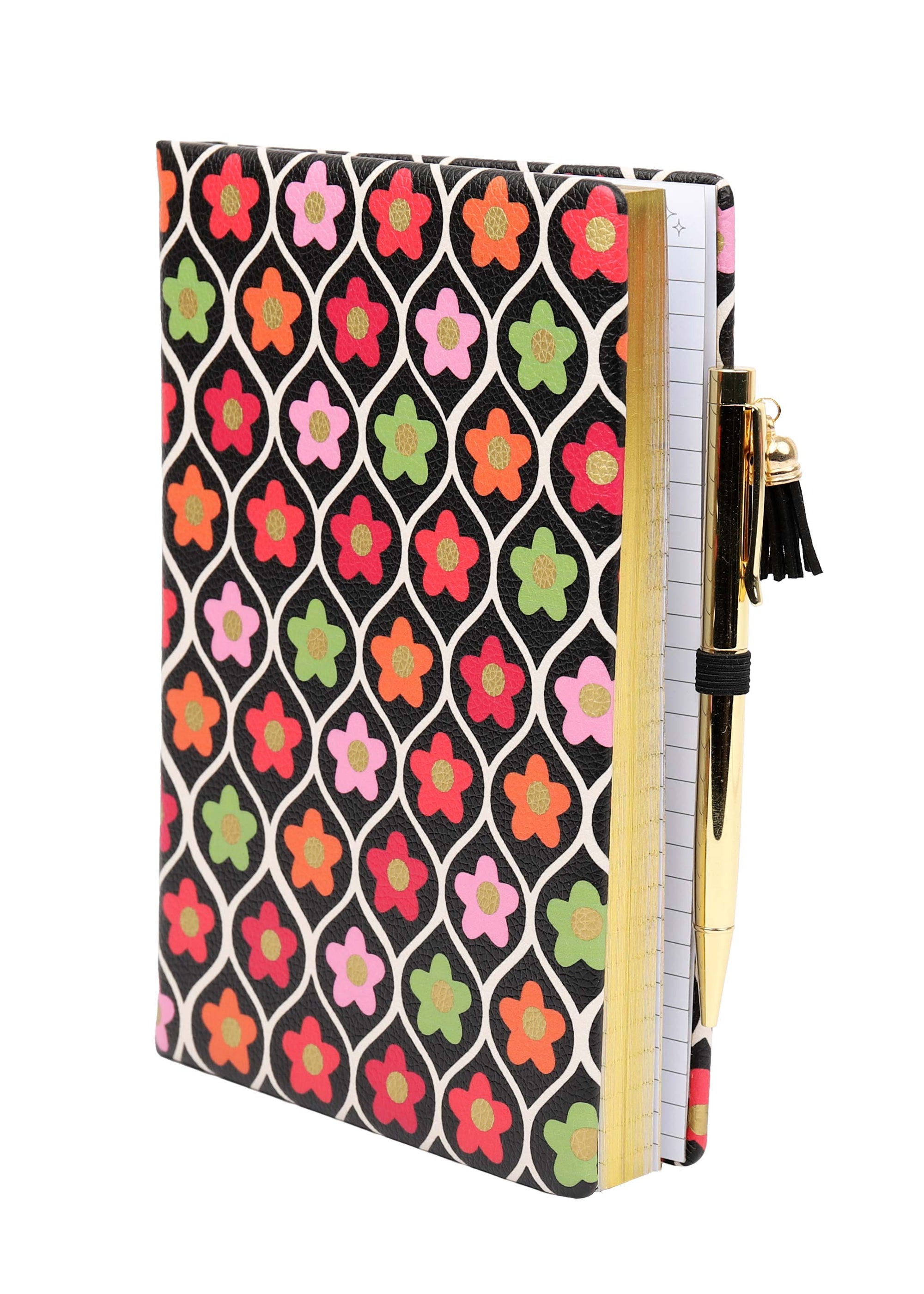 A5 Retro Geometric Floral Padded Notebook and Pen