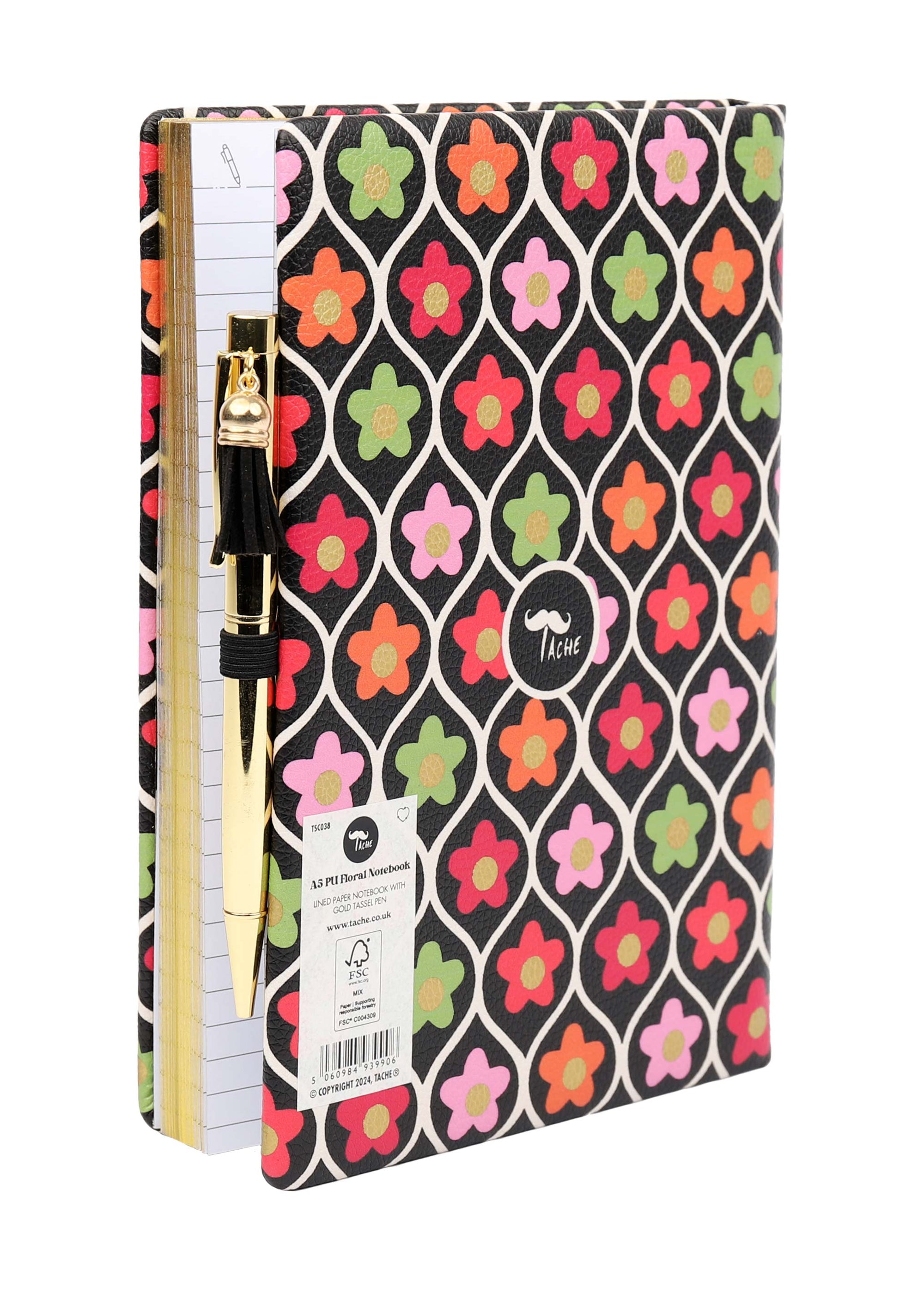 A5 Retro Floral Padded Notebook