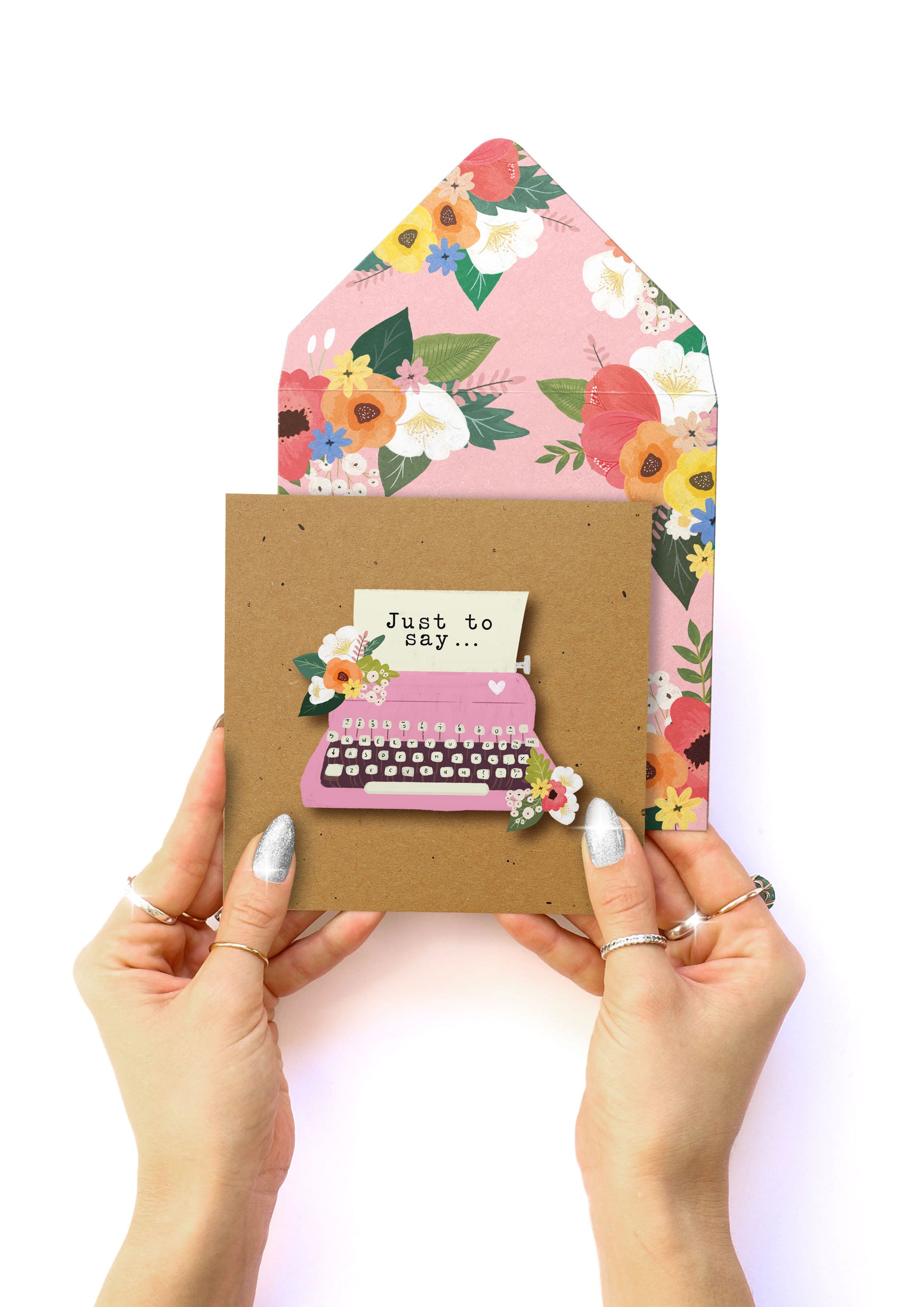 Just To Say…Vintage Typewriter, Handmade Greeting Card