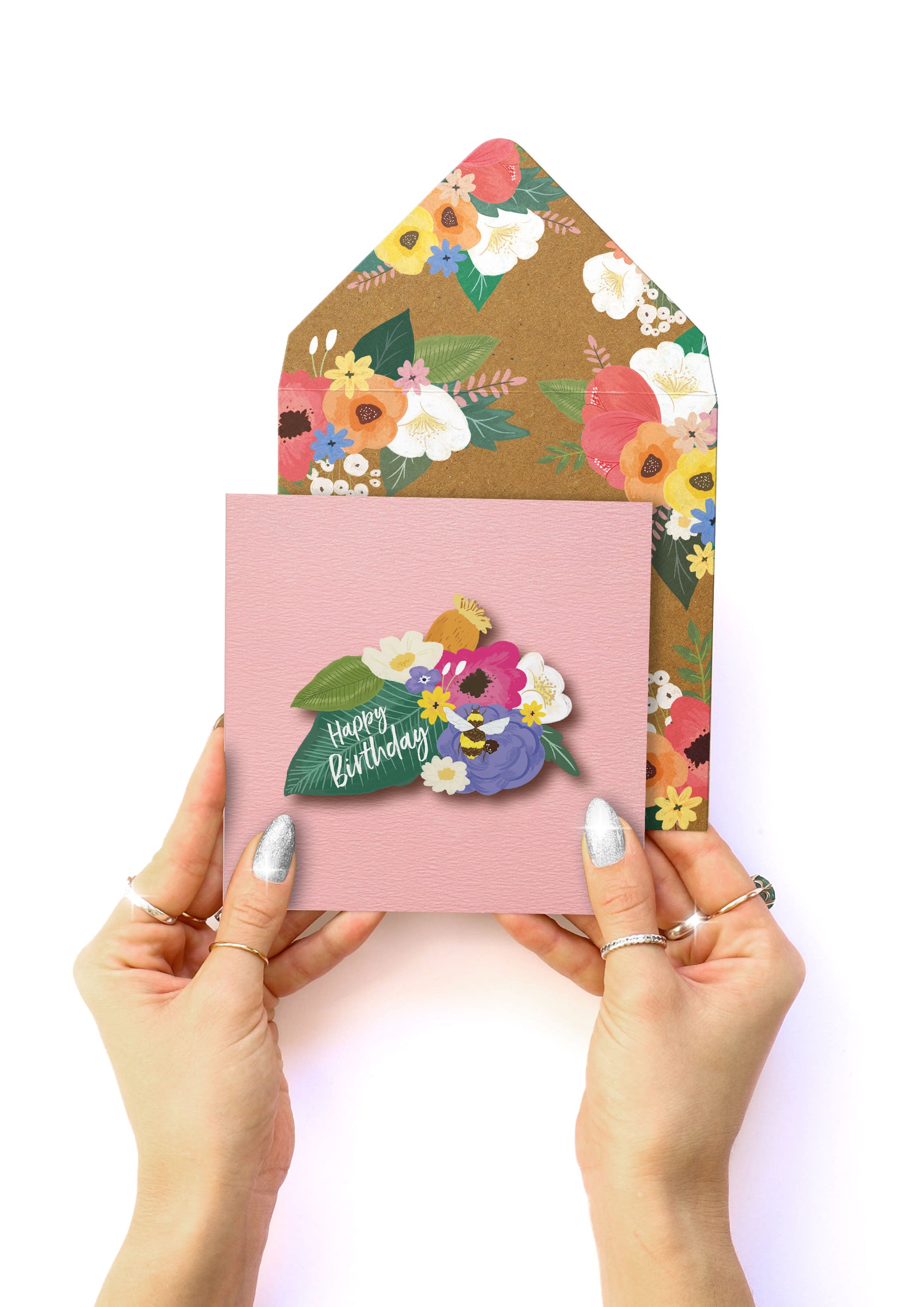 Happy Birthday Flowers, Handmade Greeting Card