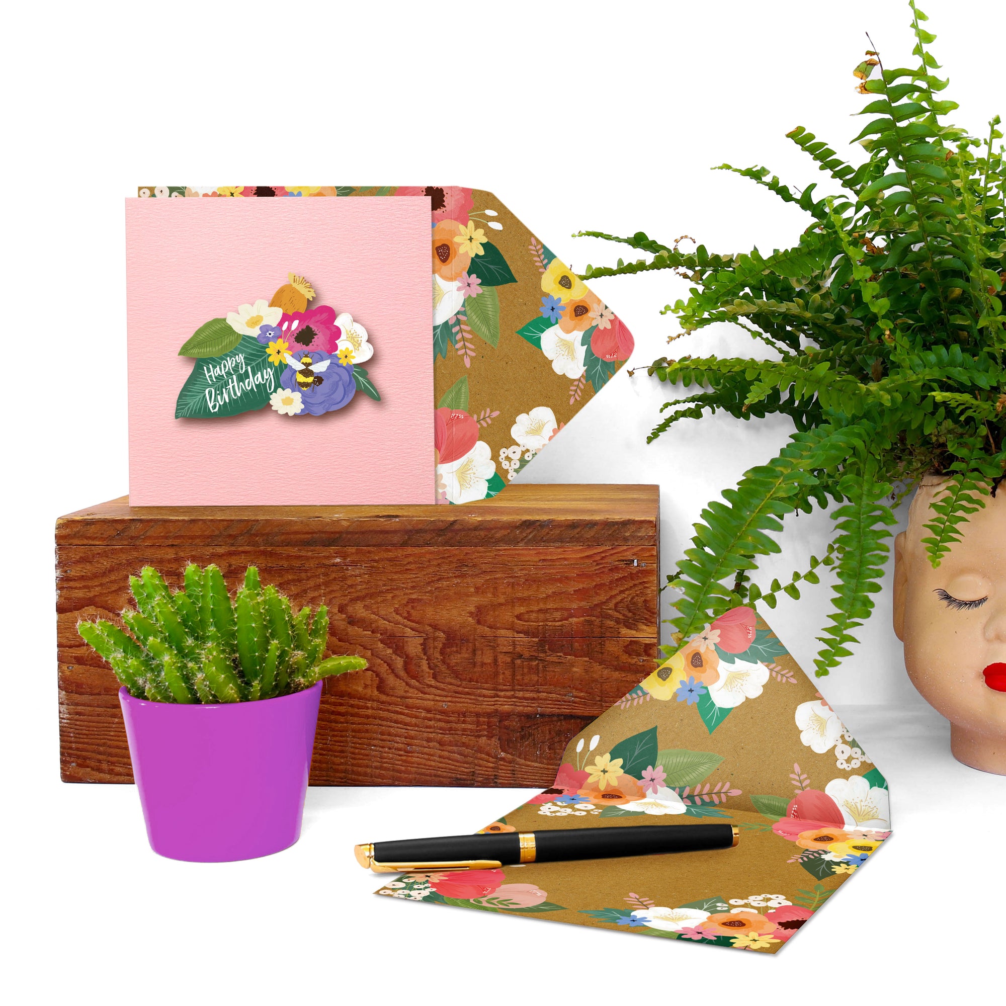 Happy Birthday Flowers, Handmade Greeting Card
