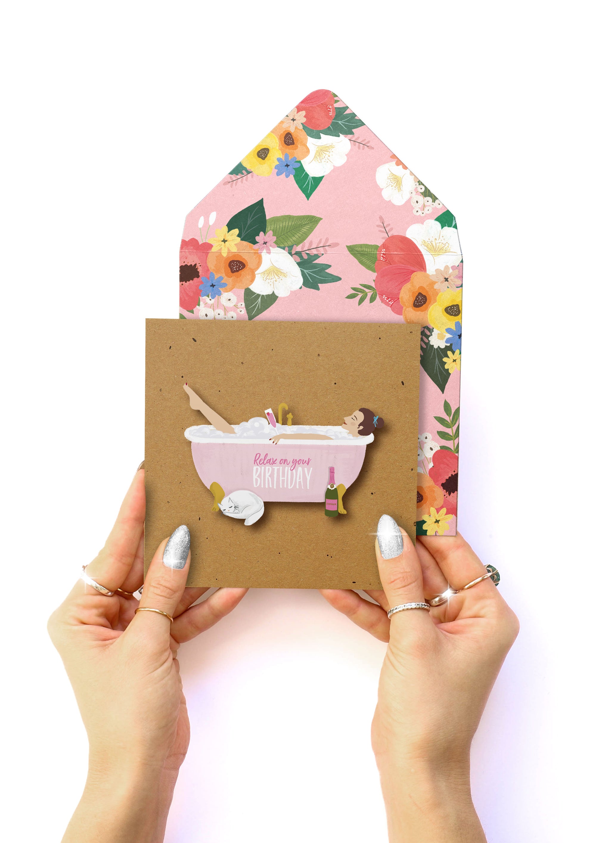 Relax on your Birthday, Bubble Bath, Handmade Greeting Card