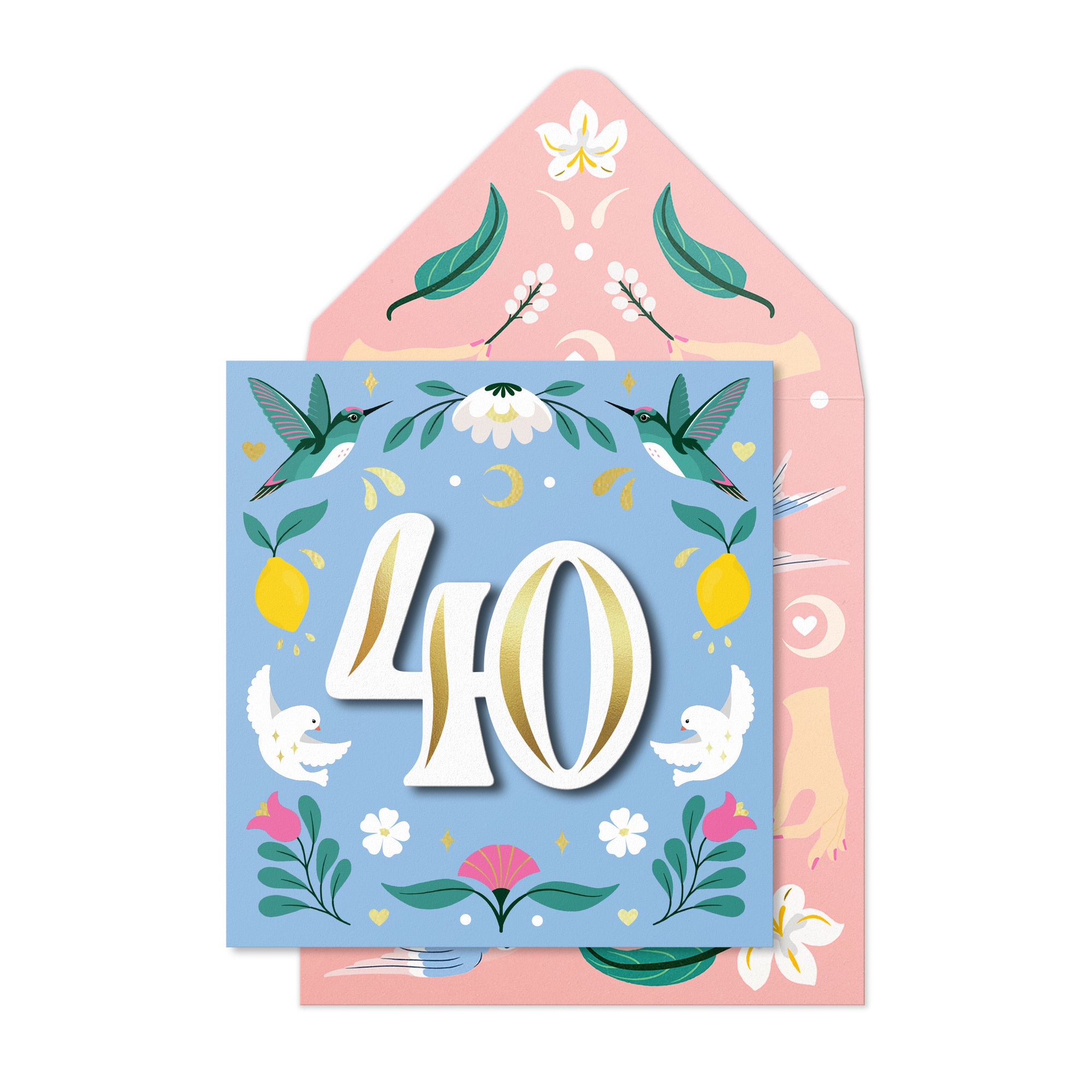 40th Birthday, Wild Moon, Handmade Greeting Card