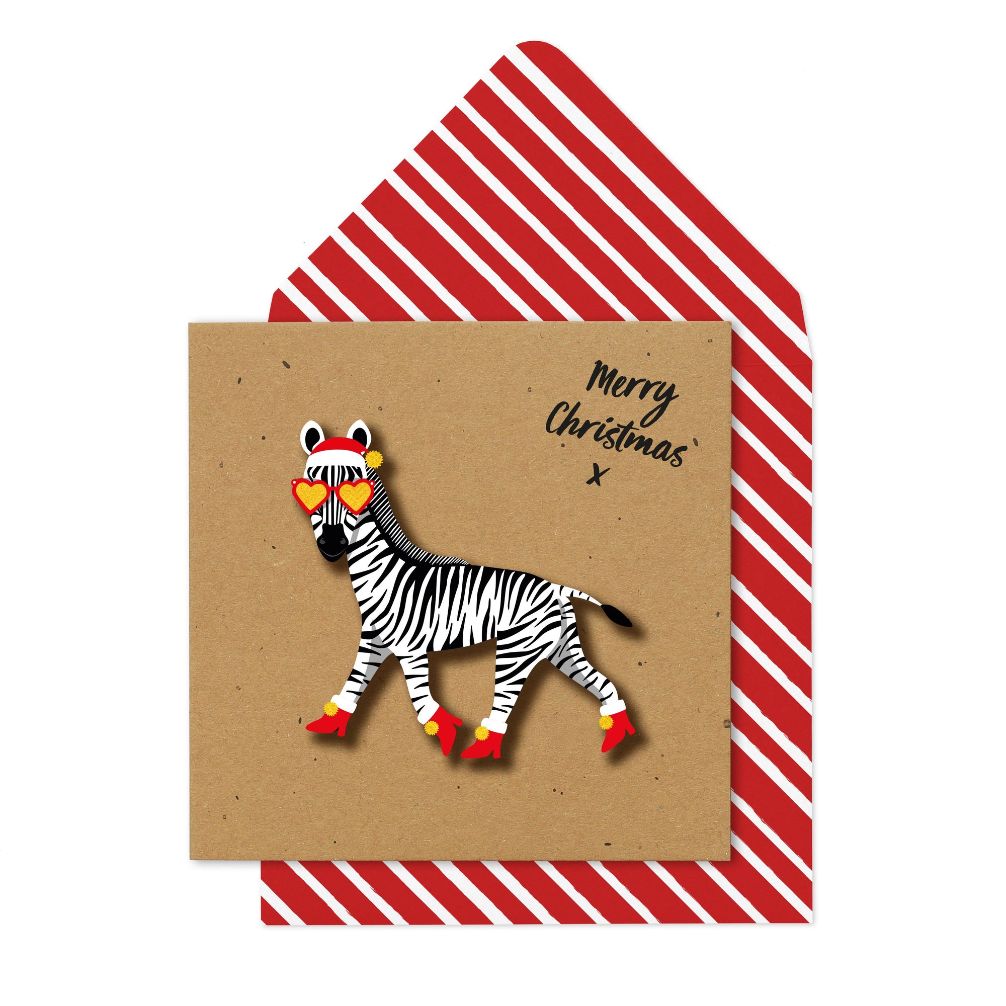 Merry Christmas' Zebra in Boots and Sunnies - TACHE Trade